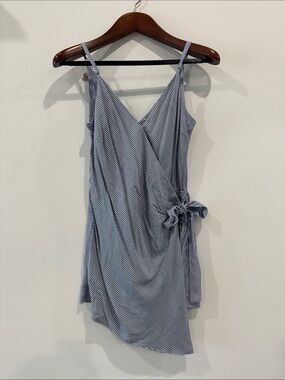Striped Tie Side Romper in Blue